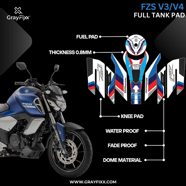 RR Edition Full Tank Pad with Knee Pad Compatible with FZs v3/v4 | Premium 3D Tank Pad, Pack of 1